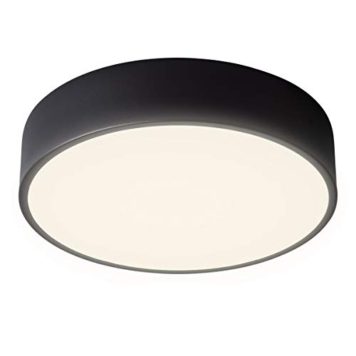 LANROS Black Flush Mount LED Ceiling Light Fixture, Dimmable Simple Drum Modern Ceiling Lighting with 4000K Neutral White for Dormitiry Hallway Bedroom Foyer Kitchen, 18W, 1440LM, Dia13.8-inch