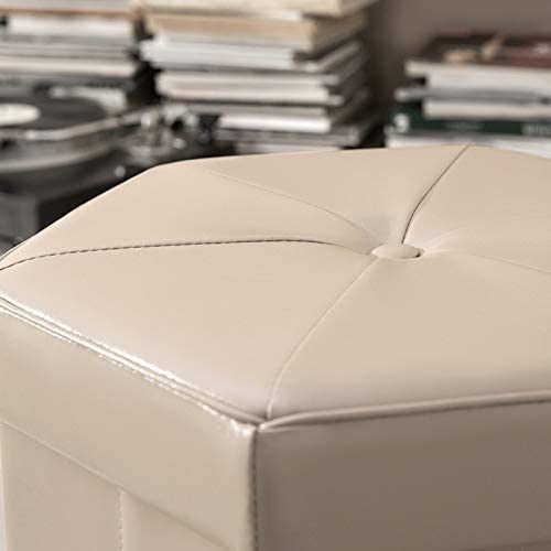 Tabouret de rangement pliable et robuste en PU gris foncé pour s'asseoir - 4