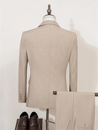 Men's Elegant Slim Fit Double Breasted 2 Piece Suit Jacket Pants Wedding Business Formal Special Occasion Outfit3