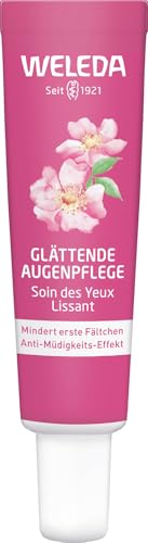 WELEDA Bio Glättende Augenpflege Wildrose & Weißer Tee - Naturkosmetik Natural Aging Augencreme mit Age Protect Complex & Koffein mindert erste Fältchen & verringert Augenringe (vegan, 12ml)