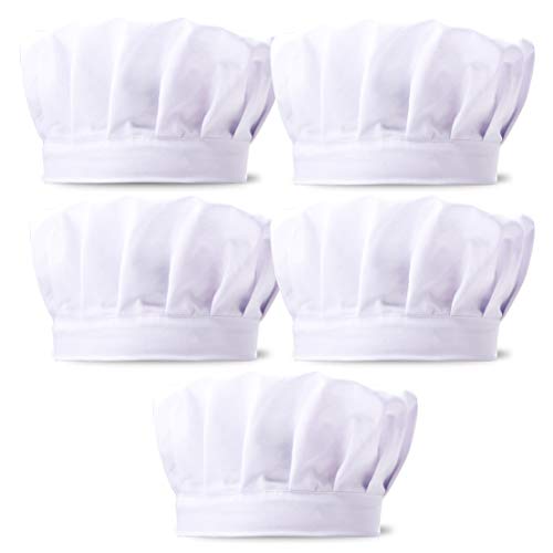 HIYUMY 5 Pieces Chef Hats for Kids, with Adjustable Elastic and Comfortable Cotton