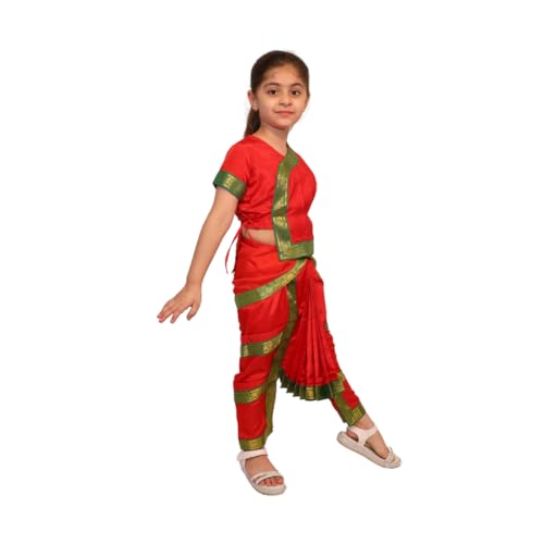 Image of Kaku Fancy Dresses Indian Classical Dance Costume for Girls, Bharatnatyam, Sufi, Kathak Dance Costume Accessory for Kids