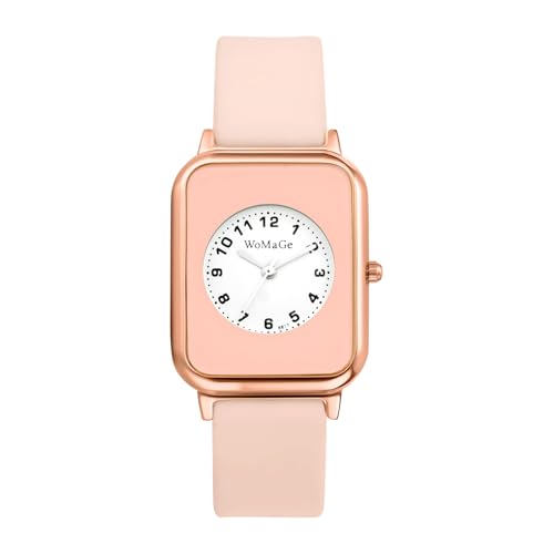 腕時計 レディース シリコンバンド スクエア型 防水: アナログ表示 女性 アラビア数字 四角形 文字盤 クォーツ時計 肌触り良い 滑り止め 柔らかい ソフト ゴールド ケース モダン - プレゼント お出かけ