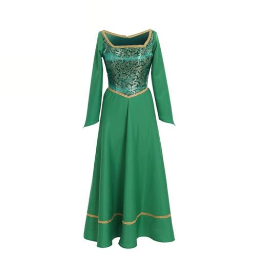Princess Cosplay Costume for Women Fancy Halloween Green Dress (L)