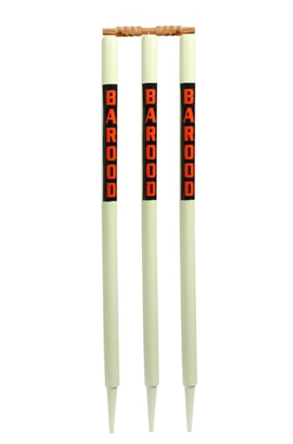 Image of Wooden Cricket Stumps Set of 3 with 2 Bails for Kids Adults Practice Training Match Use | Durable Hardwood Stumps with Bails | Strong Wicket for Outdoor Ground Turf Pitch