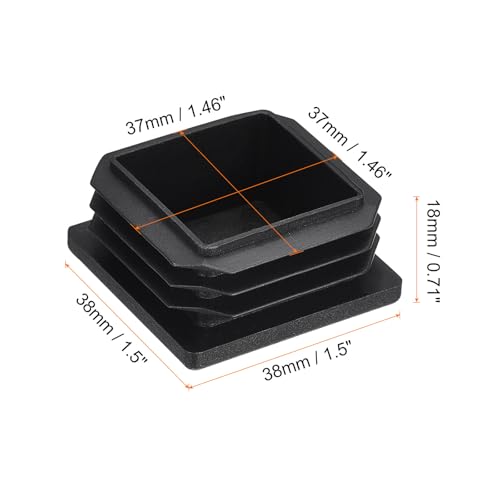 Image of uxcell 4Pcs 38mmx38mm(1.5inch) Plastic Tubing Plug Square Post End Caps for Handrail Stair Newel Guardrail Tube Black