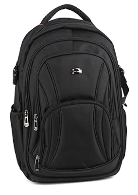 David Jones - Zaino da uomo per computer portatile da 17 pollici - Borsa da lavoro in nylon multifunzione multifunzione - Lezioni scolastiche - Viaggi pratici bagagli Backpack - Nero, Nero , taglia