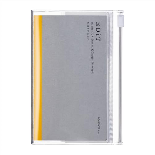 手帳用紙を使った小さな方眼ノート・B7変型・PVCカバー付き EDiT 方眼ノート 5mm 可愛い ノートブック ビジネスノート シンプル スタイリッシュ おしゃれ クリア EDI-NB20-CL