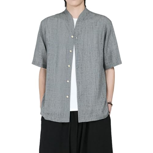 Chemise en lin homme style chinois de qualité supérieure pour un été élégant