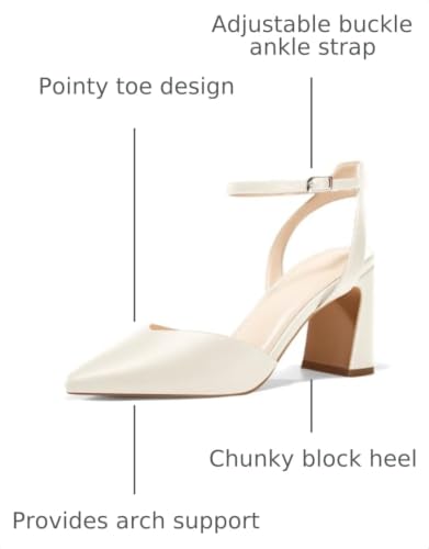 Image of Juliet Holy Womens Closed Toe Heels Chunky Block Heel Ankle Strap Pumps Slingback Heeled Sandals