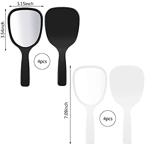 Jetec Small Handheld Hand Mirror Compact Travel Makeup Mirror Handheld Cosmetic Mirror With Handle Personal Mirror Portable Vanity Mirror 3.15 Inch Wide, 7.09 Inch Long (Black, White,8 Pieces) #TOP2