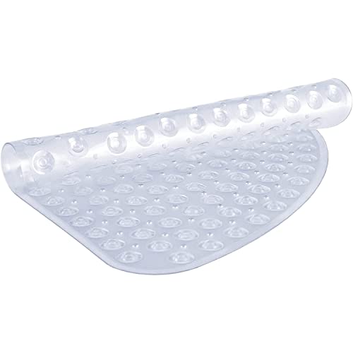 TranquilBeauty Alfombra de Ducha con ventosas, Antideslizante, antimoho, Lavable a máquina, para Plato de Ducha a RAS de Suelo, Ideal para niños y Ancianos Esquina, 54x54cm Transparente