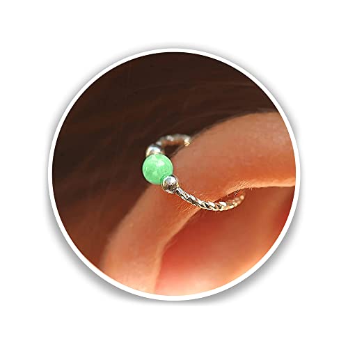20G Helix Piercing Earring Sterling Silver helix earrring ear ring - Green opal cartilage earring, silver cartilage hoop