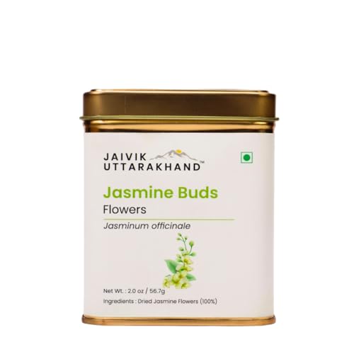 Image of Jaivik Uttarakhand - Jasmine Flower Tea (56.7 g), Weight Management, Healthy Beverages, Antioxidant, Budleaf, Pack of 1 Tin Can