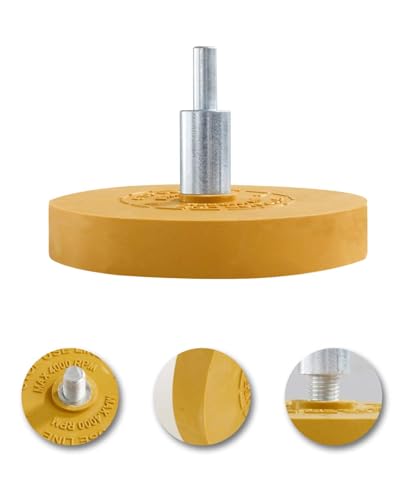 S SATC Decal Eraser Wheel Adhesive Remover Tool with Drill Adapter 4 Pack Rubber Wheel Decal Remover for Drill Emblem Removal Tool for Auto Body Metal Glass