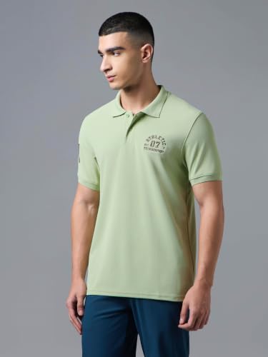 Image of TECHNOSPORT Men's Slim Fit Solid Half Sleeve Polo T-Shirt for Gym, Sports & Running