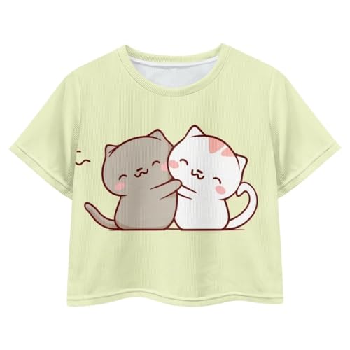 Image of Girls Fashion Crewneck Tee Shirts Casual Short Sleeve Crop Top Summer Outfits 5-14 Year
