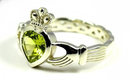 Image of Choose Your Color Natural Gemstone Irish Claddagh Silver Ring Friendship Love 55 Carat Brand Size 5 to 12