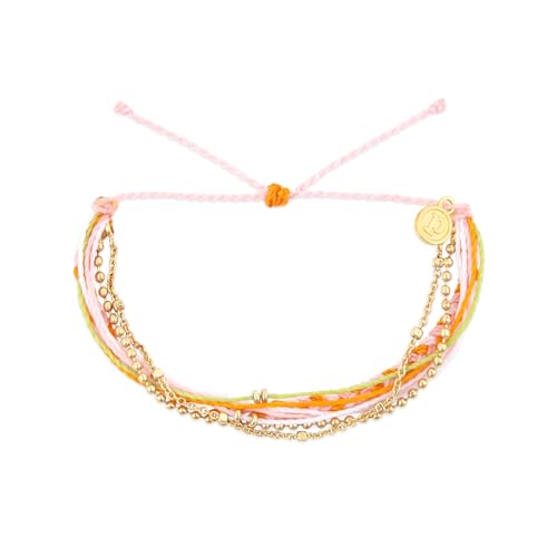 Pura Vida Bracelets Laguna String & Silver or Gold Chain Womens Bracelet Stack