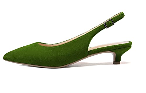 Mettesally Women's Slingback Sandals Closed Pointed Toe Pumps Kitten Heel Ankle Strap Mary Jane Party Shoes