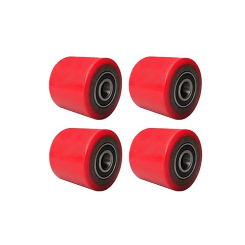 Rodillos for transpaletas, juego de 4 con rodamiento bolas, diámetro interior 20 mm, 80 y ruedas poliuretano PU (80 x 90 mm) for accesorios carretillas elevadoras manuales(80x70mm)