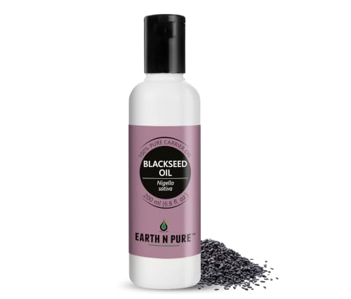 Image of Earth N Pure Black Seed (Kalonji Oil) | 100% Pure & Natural | Cold Pressed Nigella Sativa Oil | Hair, Scalp, Skin & Beard Care | Vegan & Cruelty-Free | 200ml