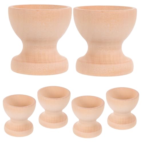 Happyyami 6stücke Teiliges Set Aus Holz-Ei-bechern Unvollendete Eierhalter Für Für Ostern Und Kinderhandwerk Vielseitig Einsetzbar Küche Und Restaurant