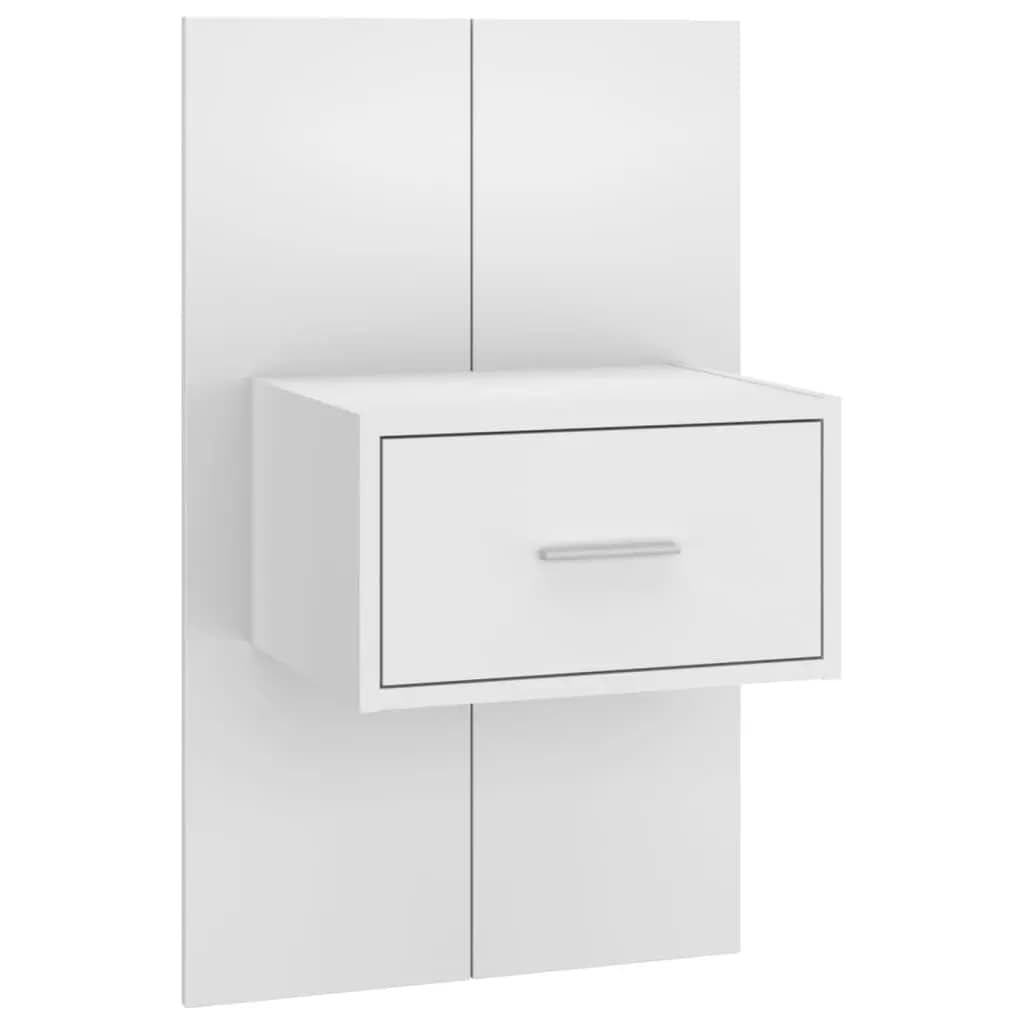 vidaXL Cabecero de Cama Cabezal Dormitorio Estructura Habitación Mobiliario Muebles Decoración Adorno con Mesitas Madera Contrachapada Blanco