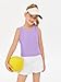 Haloumoning Girls Athletic Tank Tops Kids Sleeveless Crop Tops Mesh Back Workout Cute Sports Shirts 5-14 Years Lilac