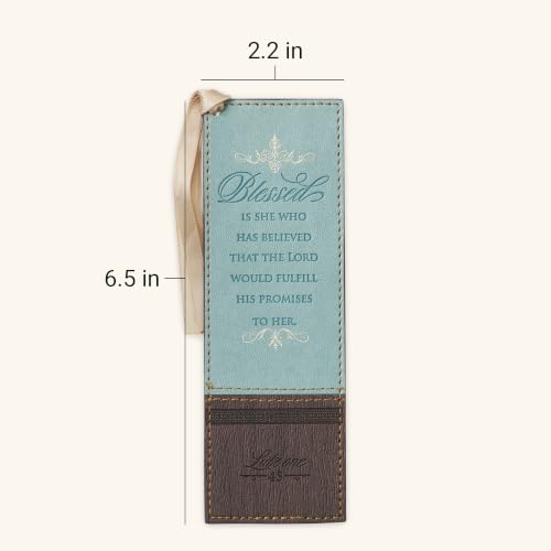 Image of Christian Art Gifts Faux Leather Scripture Bookmark: Blessed is She