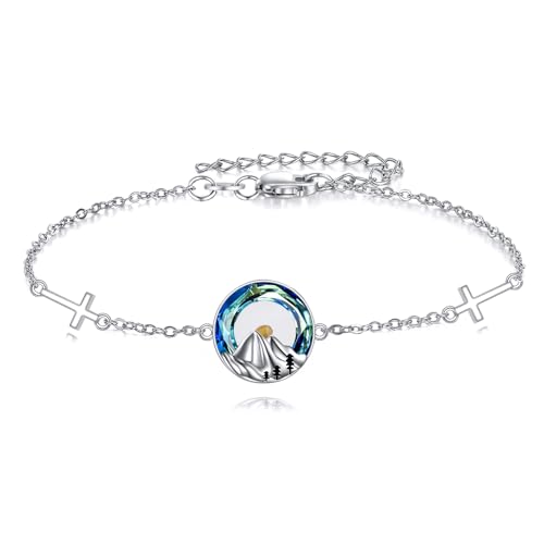 Image of AOBOCO Mustard Seed Bracelet 925 Sterling Silver Cross Bracelets Christian Faith Jewelry Gift for Women