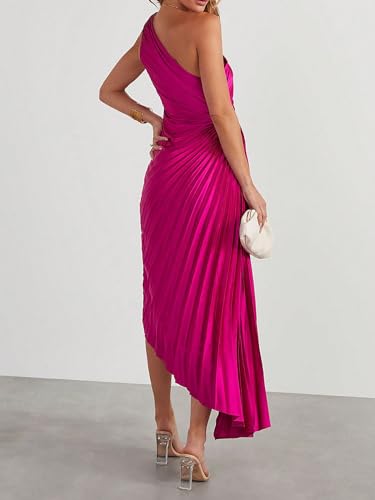 Women's Sexy One Shoulder Lrregular Dress Split Cocktail Party Maxi Dresses3