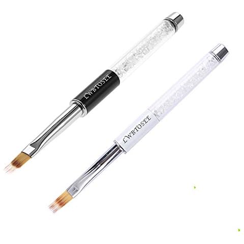 LWBTOSEE 2pc Nail Ombre Brush Nail Art Painting Pen Brush UV Gel Polish Gradient Color Rhinestone Crystal Acrylic Nail Drawing Pen (Black&White) Cover