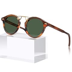 9-2. Brown Striped Frame Green Lens