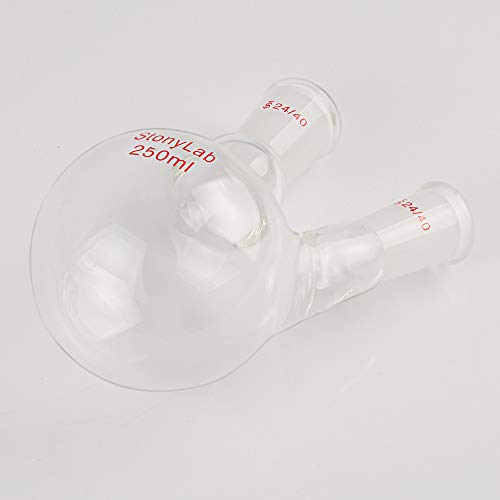 Stonylab Glass 250Ml Heavy Wall 2 Neck Round Bottom Flask Rbf, With 24/40 Center And Side Standard Taper Outer Joint - 250Ml #TOP6