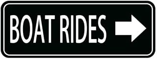 9x3 Inch Acrylic Boat Direction Sign with Self-Adhesive Back Black and White Boatsides Road Marker Waterproof Navigation Plaque for Marine Dock Pier Waterway Outdoor Decoration