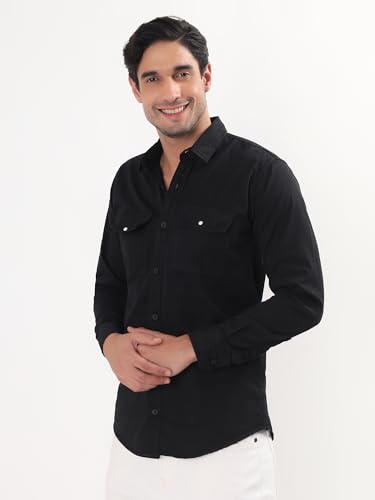 Image of Premium Men Plain Shirt Full Sleeve | Button Down Collar RFD Lightweight Fabric | Regular Fit Casual Wear Shirt with Double Pocket Design