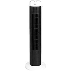 Ventilador Con Mando Amazon Amazon Basics Ventilador de columna portátil oscilante con 3 velocidades y temporizador, 45W, Negro/Blanco