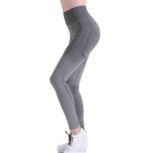 menoqo High Waist Yoga Pants Tummy Control Yoga Pants Yoga Leggings Stretch and Breathable Yoga Pants (Gray,M)