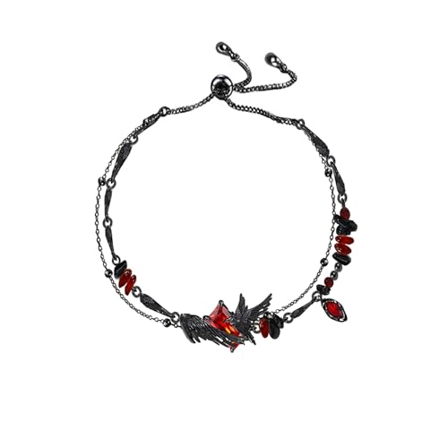 original design hip hop style Red beaded bracelet Gothic Black Crow bracelet Ladies Holiday party gift M3363