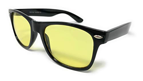 Sunglasses Classic 80s Vintage Style Design (Black, Yellow Driving)