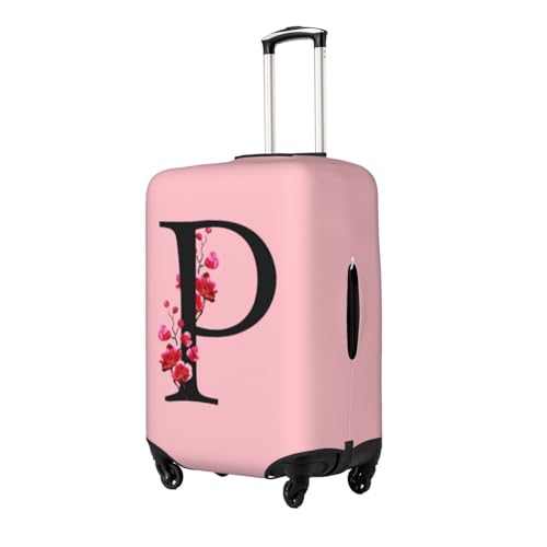 Luggage Cover Flower Letter P Pink Suitcase Protector fits 18-32inch Suitcase Cover Washable Dustproof with Concealed Zipper for Wheeled Suitcase LC1662