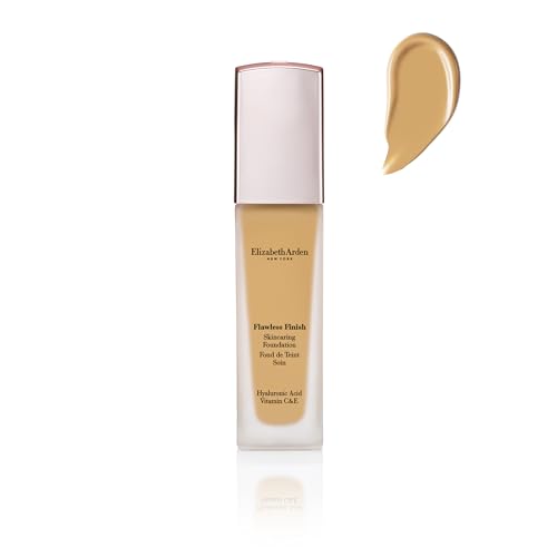 Elizabeth Arden Flawless Finish Skincaring Base de Maquillaje con Ácido Hialurónico, VItamina E y C, Cobertura Media Acabado Natural, Color 350N