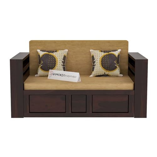 Image of Mamta Furniture Solid Wood Foster 2 Seater Sofa Cum Bed for Living Room | Two Seater Queen Size Sofa Bed for Home | Sofa Com Bed | Sheesham Wood Walnut