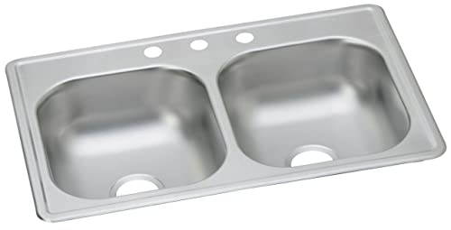 Image of Elkay DSE233194 Dayton Equal Double Bowl Drop-in Stainless Steel Sink,33 x 19