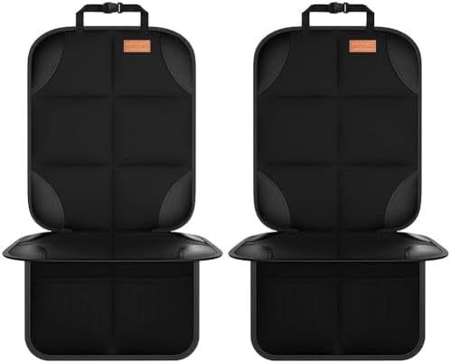 Smart eLf Car Seat Protector, 2Pack car seat Protector for Baby carseat with Thickest Padding, Non Slip Backing Mesh Pockets for Baby, Pet