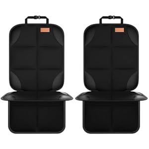 Protector de asiento de automóvil, protector de automóvil grande para asientos infantiles con acolchado más grueso y bolsillos de malla antideslizante para SUV, sedán, camión, cuero y tela, color