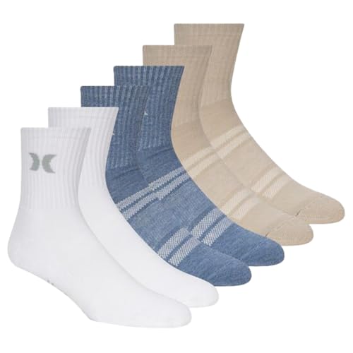 Hurley 6-Pack Sportstyle Half Terry High Quarter Crew Socks