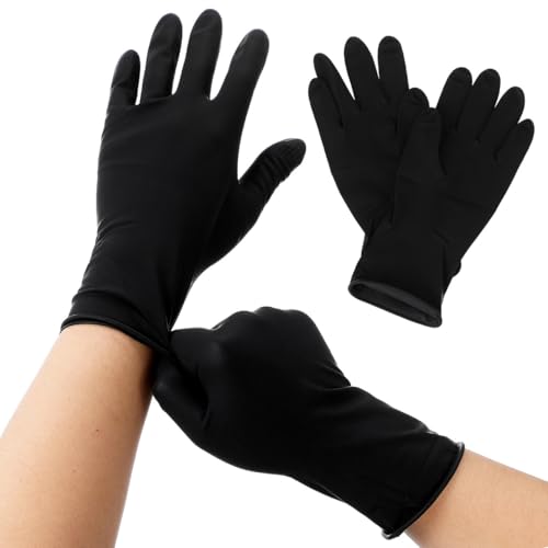 Guantes de látex negros Zerodeko para tinte de cabello y peluquería en talla mediana