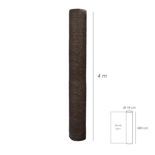 Schattennetz, Rolle, 4 x 50 m, reduziert Strahlung, Schutz für Garten und Terrasse, temperaturregulierend, Braun